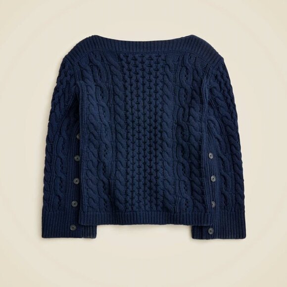 J. Crew Spring Street cashmere relaxed pullover sweater Button Sleeves - Navy M